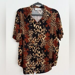 Vintage Brown Patterned Button-up